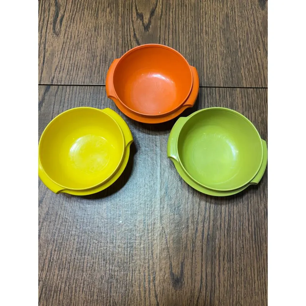 Vintage Tupperware #1323 Harvest Colors Nesting Bowl Set of 3-No lids